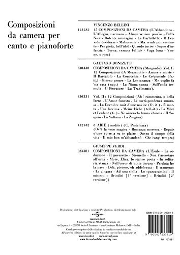 GIUSEPPE VERDI : COMPOSIZIONI DA CAMERA - RECUEIL - SOPRANO VOICE AND PIANO, Musiknoten
