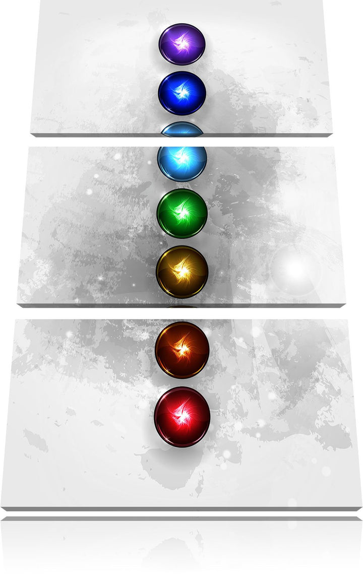Pixxprint Chakra Eneregieelemente des Körpers B&W Detail 3-Teiler Leinwandbild 120x80 Bild auf Leinw