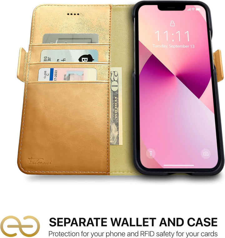 Dreem Fibonacci iPhone 13 Brieftaschen-Etui / 2-in-1 stossfestes Etui und abnehmbares Folio aus vega