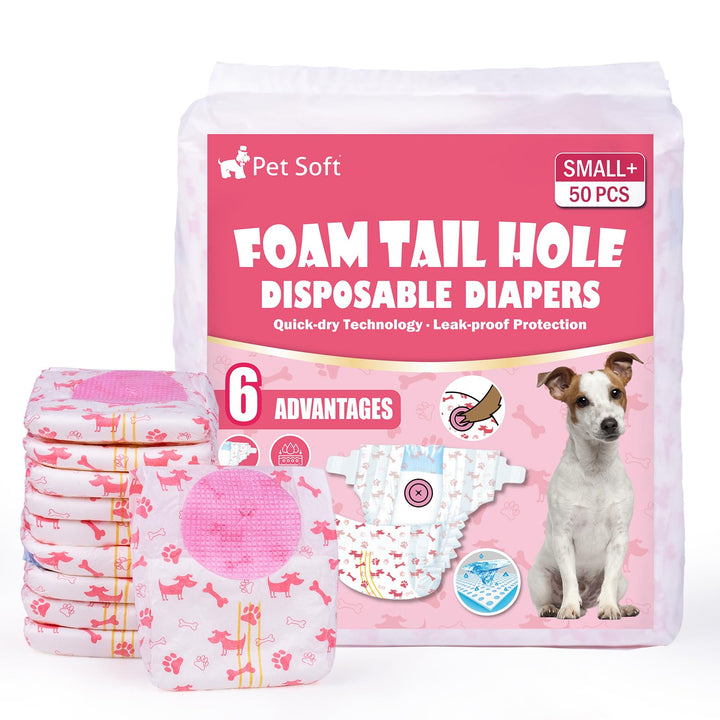 Pet Soft Hundewindeln für Hündinnen, 50 Stück Einweg Windeln für Hunde&amp;Katzen, Hochsaugfähige Katzen