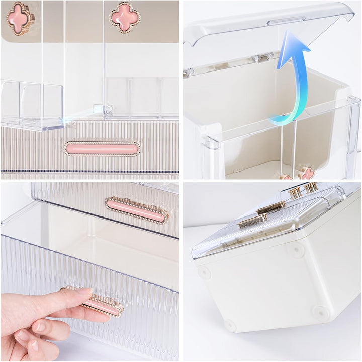 Make Up Organizer Kosmetik Aufbewahrung mit Deckel Schubladen Dustproof Cosmetic Schmink Organizer B