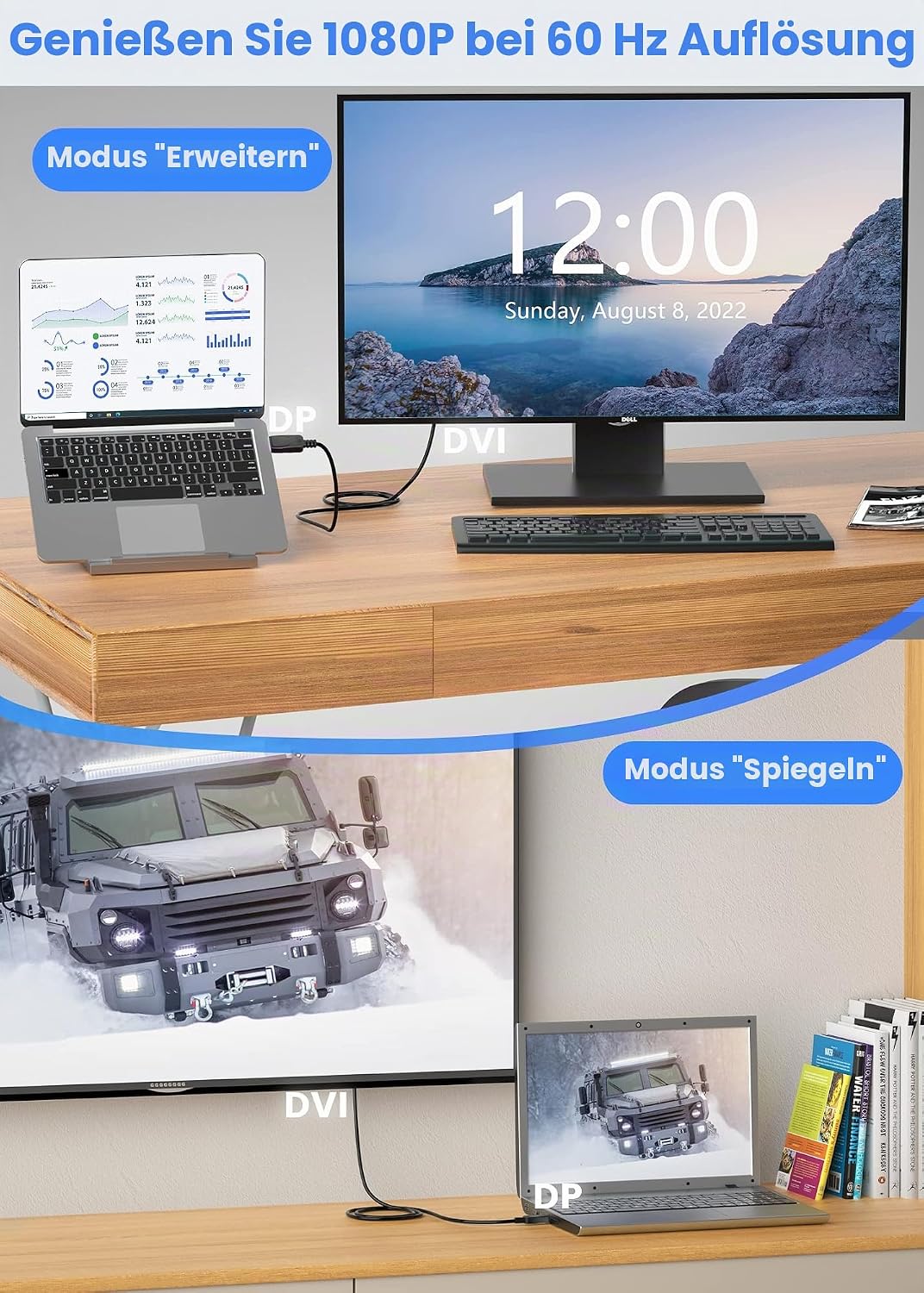 FOINNEX DisplayPort auf DVI Kabel, DP zu DVI Adapterkabel 1080P@60Hz, Männlich Display Port to DVI C