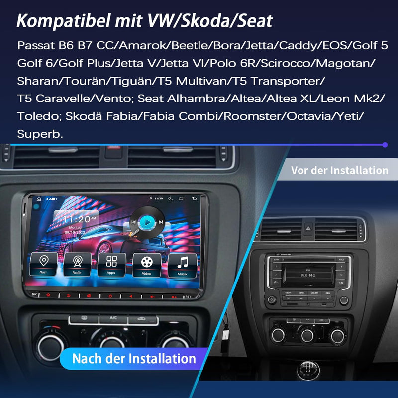 Autoradio für VW Golf 5 6 T5 Polo Sharan Passat Tiguän,[Android 13.0 4GB+64GB 2.0Ghz] CAWELL 9 Zoll