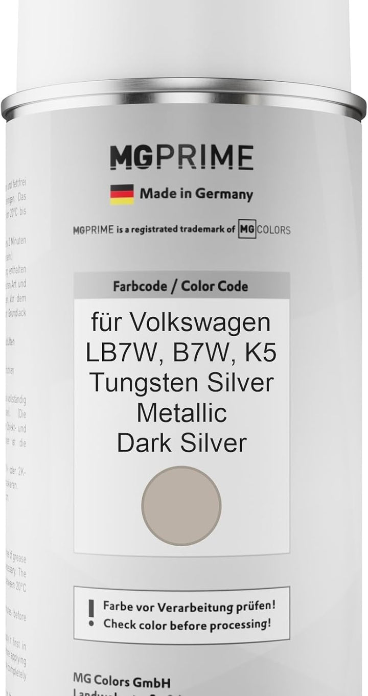 MG PRIME Autolack Sprühdosen Set für Volkswagen VW LB7W / B7W / K5 Tungsten Silver Metallic/Dark Sil