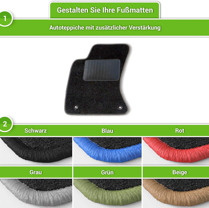 moto-MOLTICO Fussmatten Auto Velours Autoteppiche Schwarz Automatten Set 4-teilig passend für Chevro