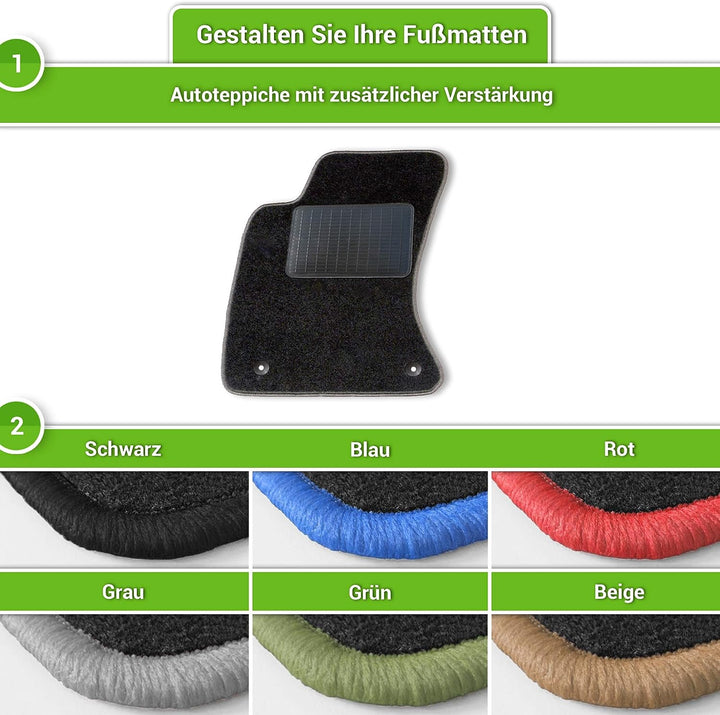 moto-MOLTICO Fussmatten Auto Velours Autoteppiche Schwarz Automatten Set 4-teilig passend für Chevro