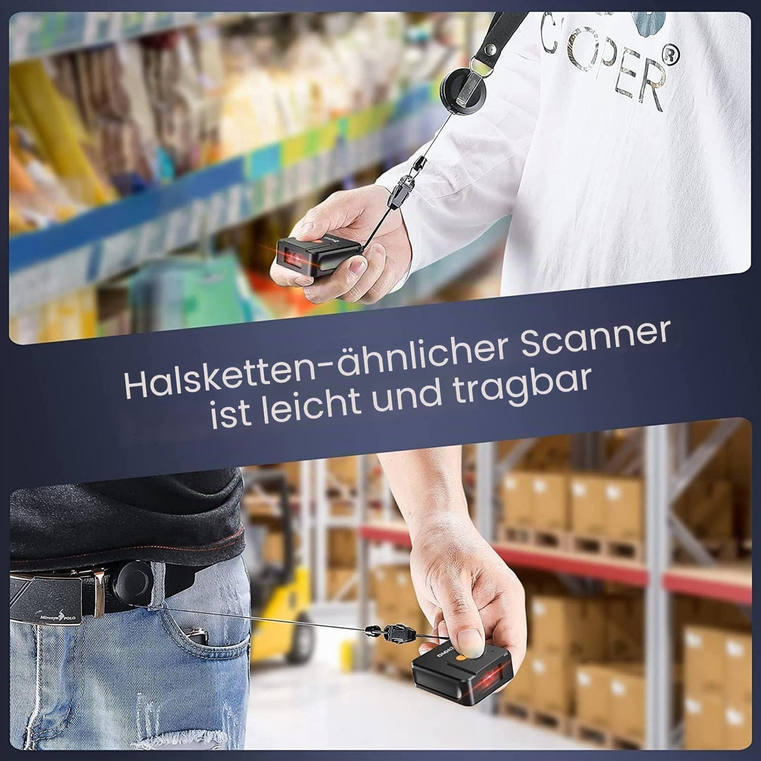 Eyoyo Tragbarer Bluetooth Barcode-Scanner-Handschuh, 1D 2D QR-Code Fingerring-Lesegerät für Linke un