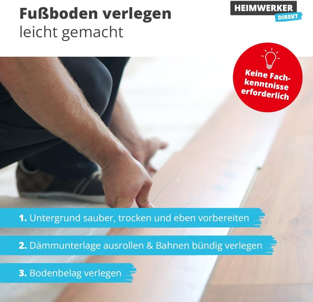 100 m² Alfa Trittschalldämmung PE Dämmunterlage Schallschutz für Laminat und Holzfertigböden 4, 4