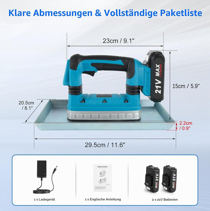 150W Akku-Rüttelplatte Klein, Rüttelplatte Elektrisch, 0-9000 U/min, 6-Stufig Einstellbarer Handstam