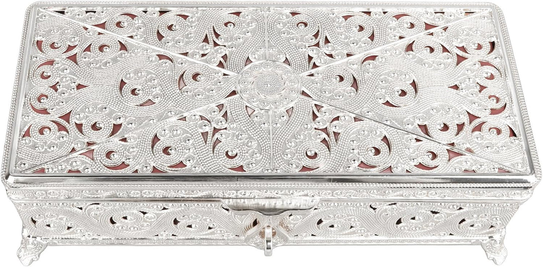 Ejoyous Vintage-Schmuckschatulle aus Metall, Legierungsmaterial, Weiches Samt-Interieur, Elegantes D