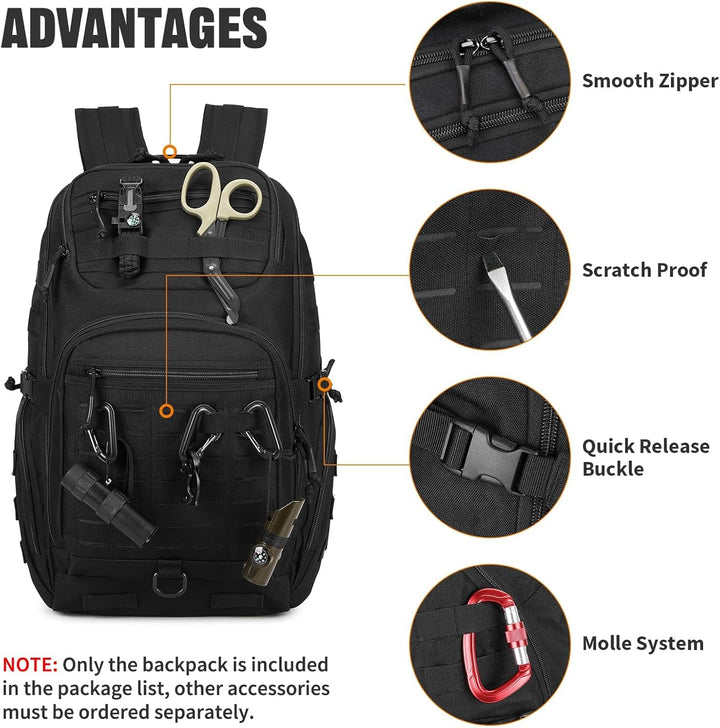 VINBAGGE Rucksack Taktischer 40L Herren Wanderrucksack Trekkingrucksack Angelrucksack Molle Schulter