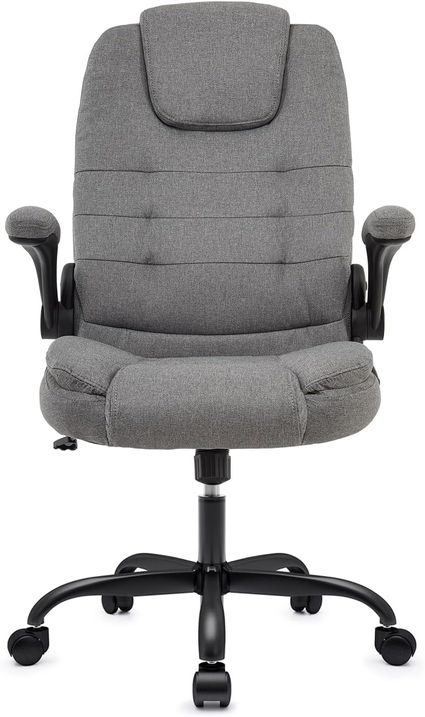 IWMH Ergonomischer Bürostuhl 180KG, Schreibtischstuhl mit Hochklappbaren Armlehnen, Chefsessel Stoff