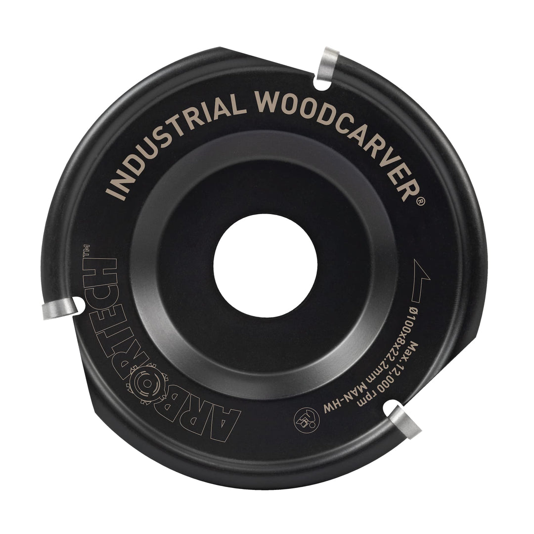 ARBORTECH Industrial Woodcarver | Ø 100 mm Hartmetall Frässcheibe für Winkelschleifer zur Holzbearbe