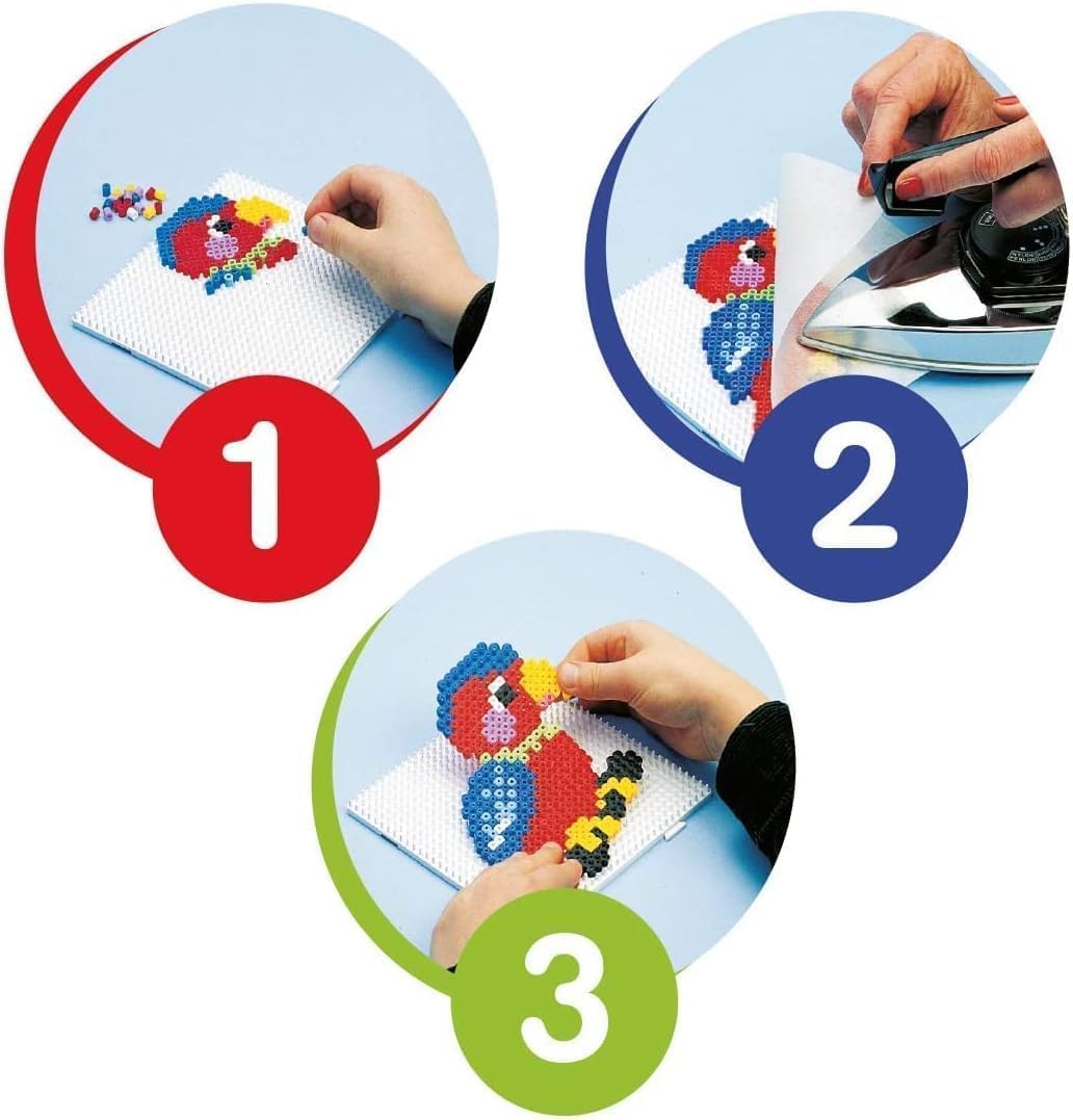 Hama Perlen 3717 Kreativbox Kreise mit ca. 2.400 bunten Midi Bügelperlen mit Durchmesser 5 mm, 3 Sti