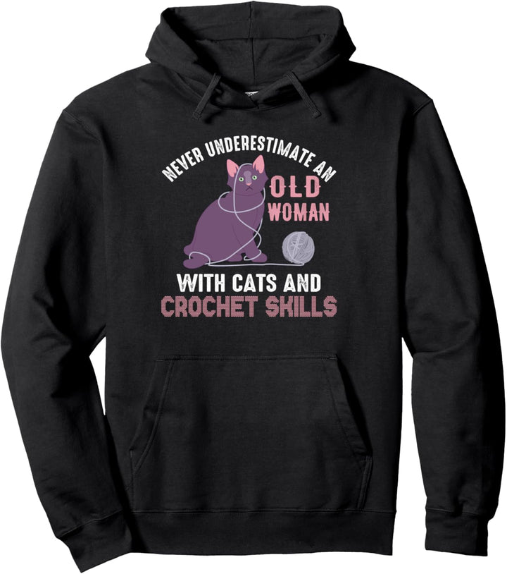 Katzen Und Häkeln Alte Frau Design Pullover Hoodie