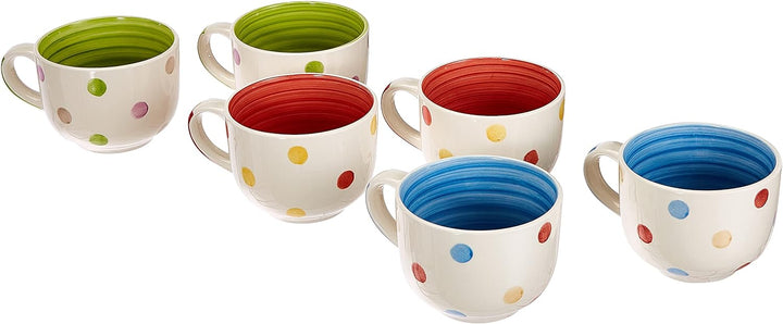 Excelsa Pois Set aus 6 Jumbo-Tassen, Keramik, 500ml, Jumbo-Tassen