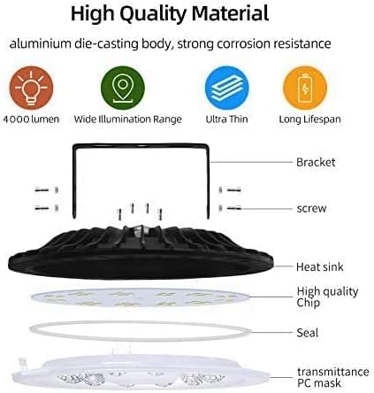 Sararoom 50W LED Strahler Hallenstrahler, 2 Pack 4000LM UFO Industrielampe Werkstattlampe, 6500K Kal