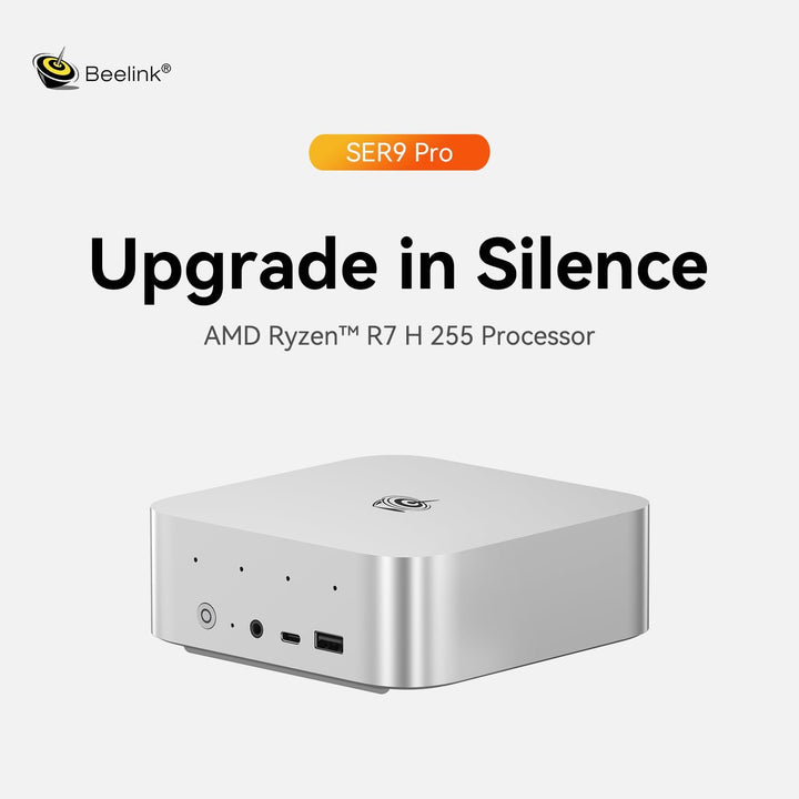 Beelink SER9 Pro Mini PC, AMD Ryzen 7 H255(8C/16T bis zu 4.9 GHz), 32GB LPDDR5X 1TB PCIe4.0 SSD, Min