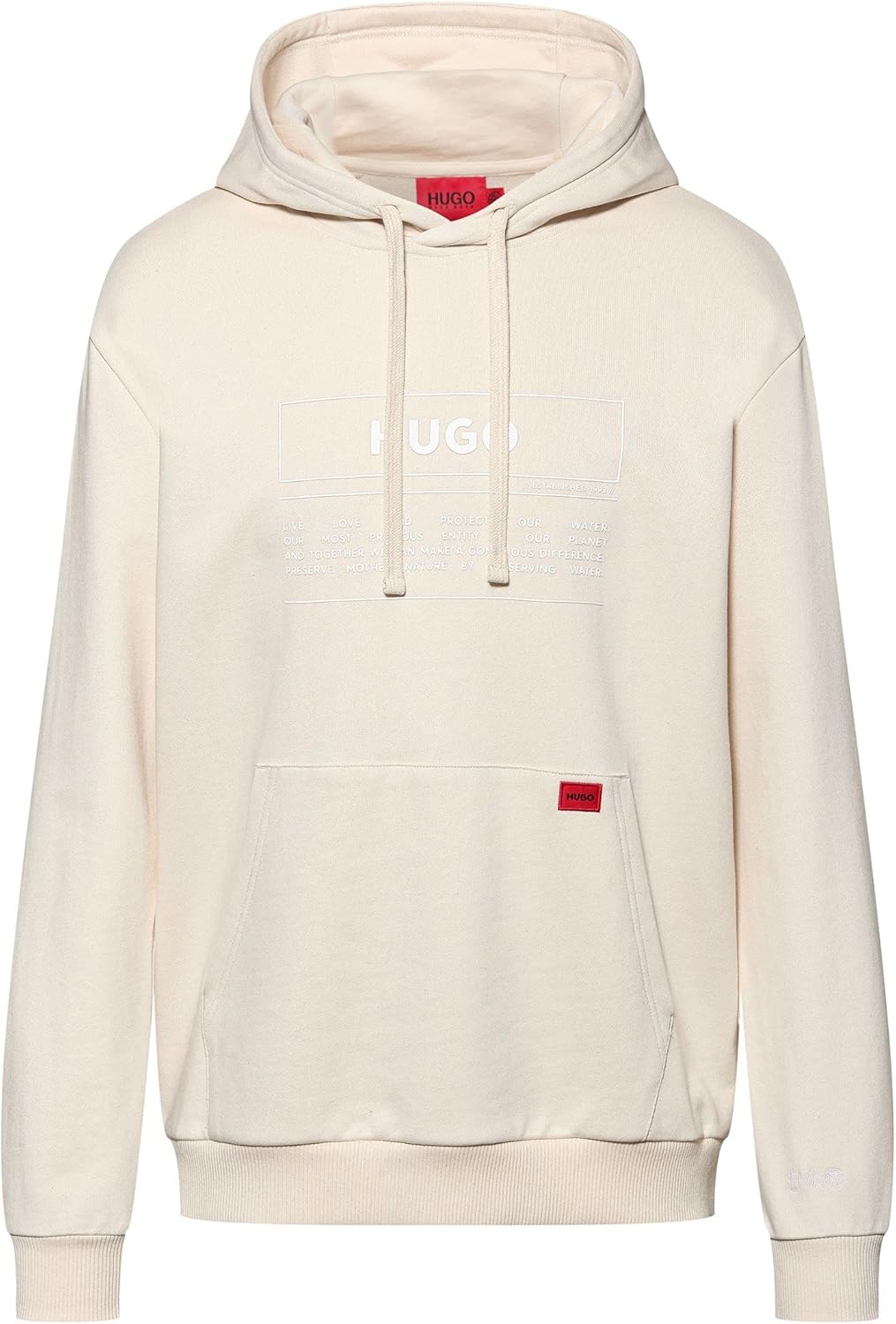 HUGO Herren Debster Relaxed-Fit Hoodie aus Bio-Baumwolle mit Manifesto-Logo Hellbeige XXL