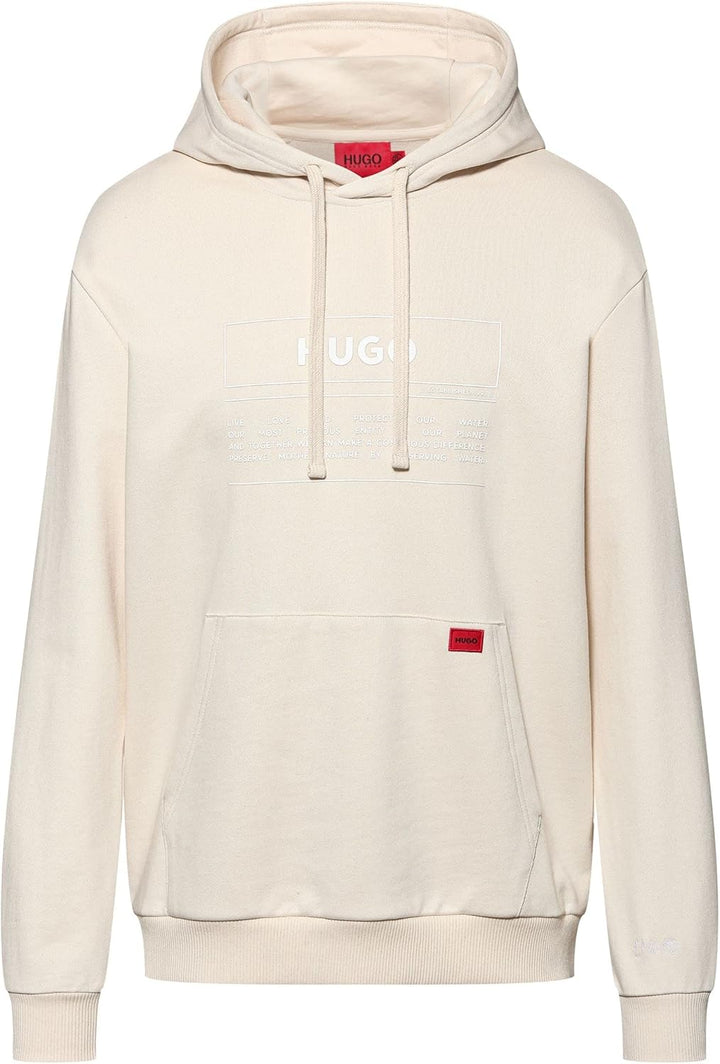HUGO Herren Debster Relaxed-Fit Hoodie aus Bio-Baumwolle mit Manifesto-Logo Hellbeige XXL