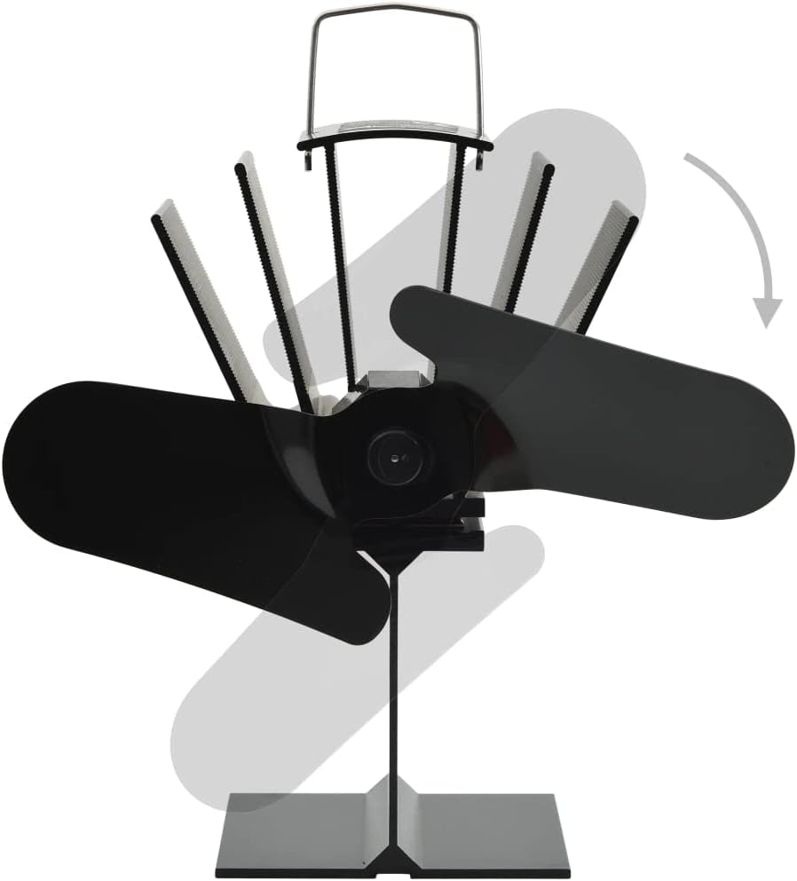 vidaXL Wärmebetriebener Kaminventilator 2 Blätter mit feuerfesten Drähten Stromlos Kaminofen Ventila