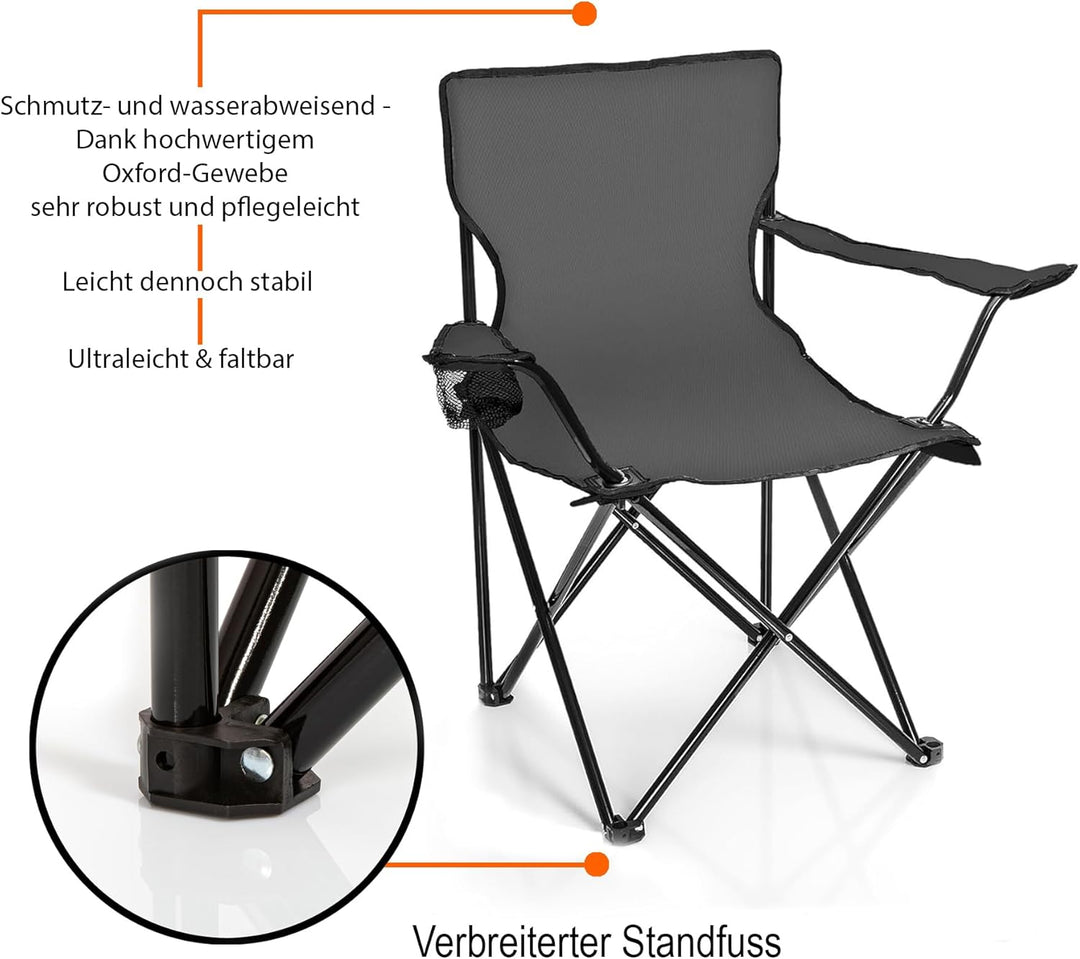 BigDean Campingtisch mit Stühlen dunkelgrau - Camping Tisch Stuhl Set Camping Stühle Campingstühle C