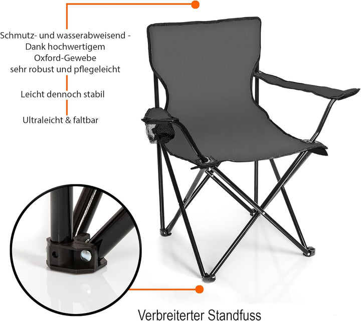 BigDean Campingtisch mit Stühlen dunkelgrau - Camping Tisch Stuhl Set Camping Stühle Campingstühle C