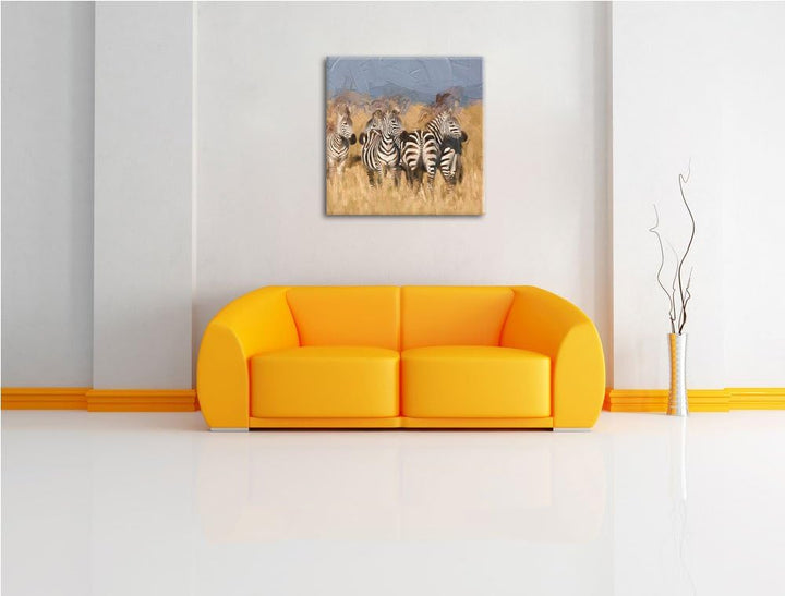 Pixxprint süsses Trio Hund Katze Meerschwein, Format: 70x70 auf Leinwand, 70x70