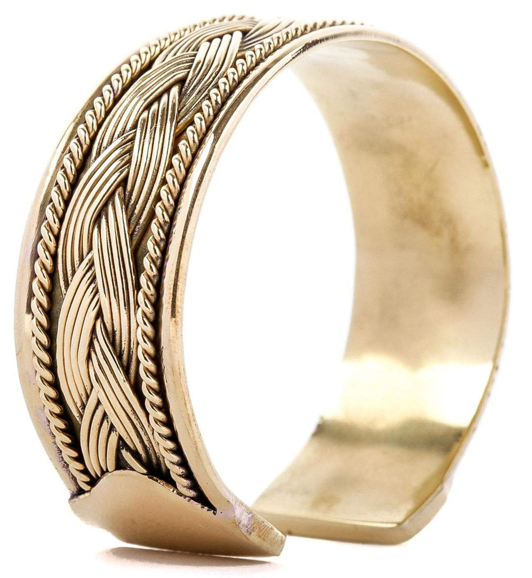 WINDALF Breiter Handmade Vintage Armreif ARAN Ø 6.7 cm Celtic Armschmuck mit Zopf Bohemia Freundscha