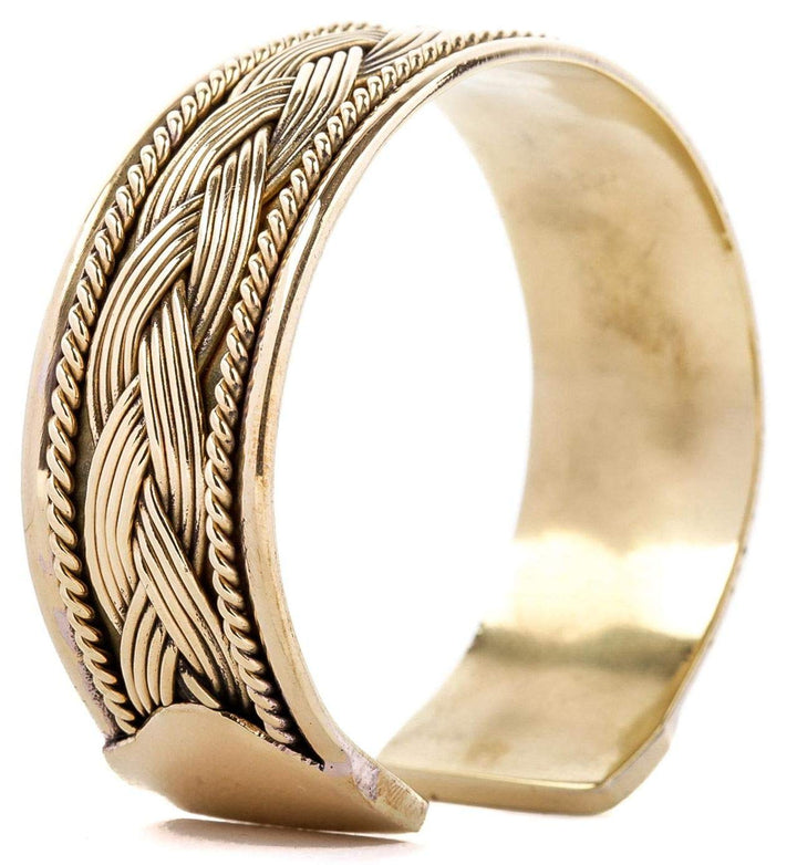 WINDALF Breiter Handmade Vintage Armreif ARAN Ø 6.7 cm Celtic Armschmuck mit Zopf Bohemia Freundscha