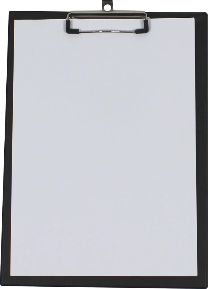 Klemmbrett A4 aus Graupappe, mit PVC-Folienüberzug, Farbe: schwarz – 10 Stück