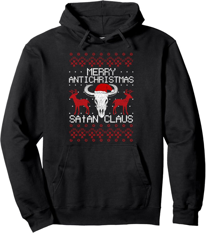 Weihnachten Ugly Christmas Merry Antichristmas Satan Claus Pullover Hoodie