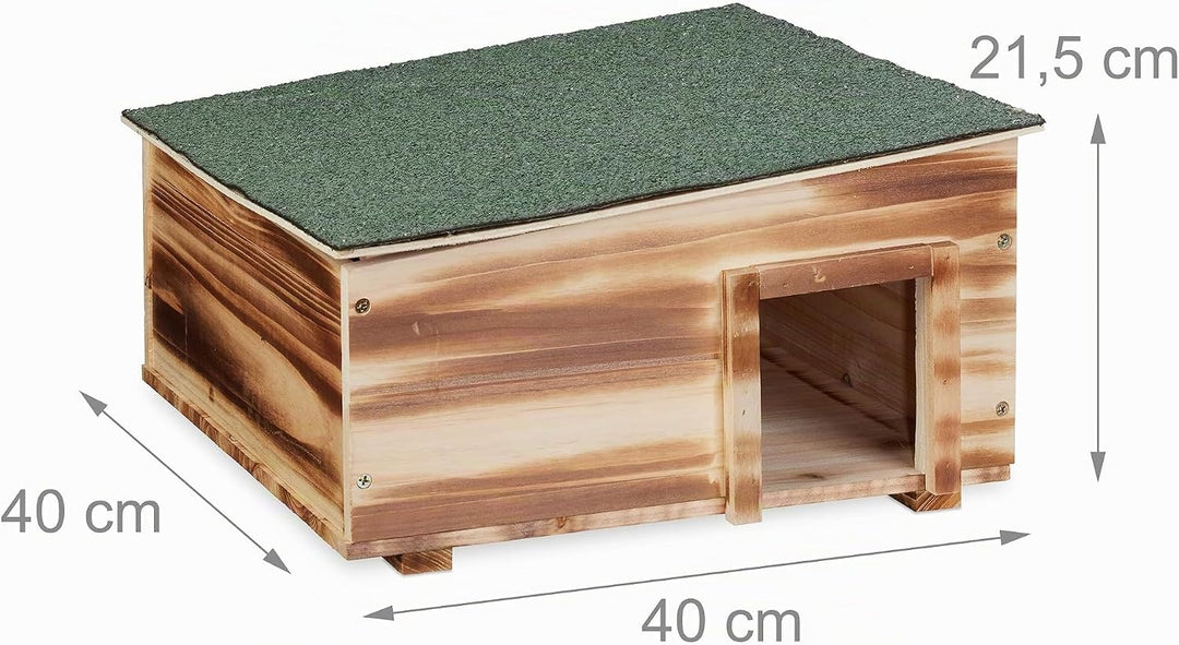 Relaxdays Igelhaus, geflammtes Holz, Igelhotel Boden, 2 Kammern, Winterquartier Igel, Garten, HBT 21