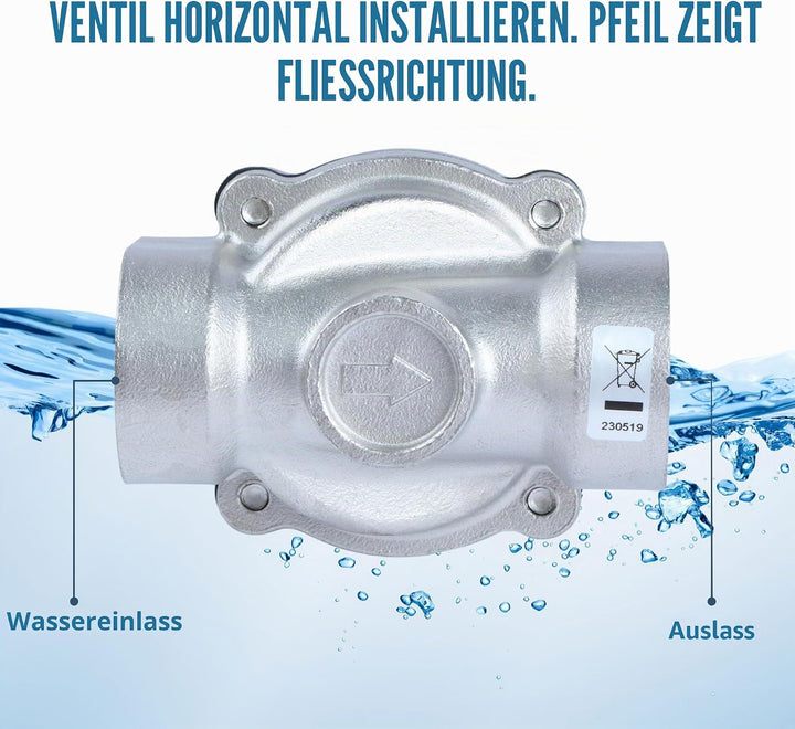 U.S. Solid Solenoid Valve Magnetventil Edelstahl G 1/2" 24V DC Normal geschlossen NC 0-10 bar, venti