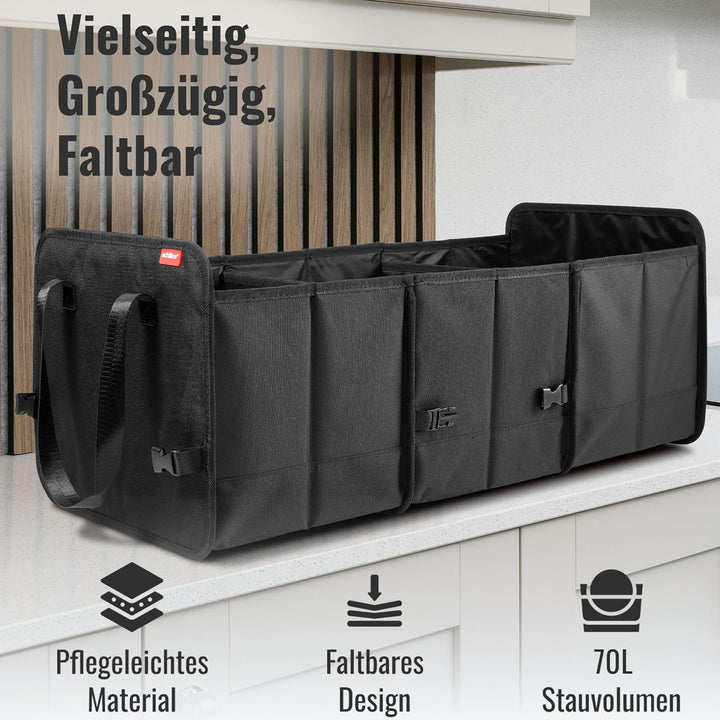 achilles Faltbare Autobox, Auto Organizer, Grössenverstellbare Kofferraumtasche, Faltkorb, Autotasch
