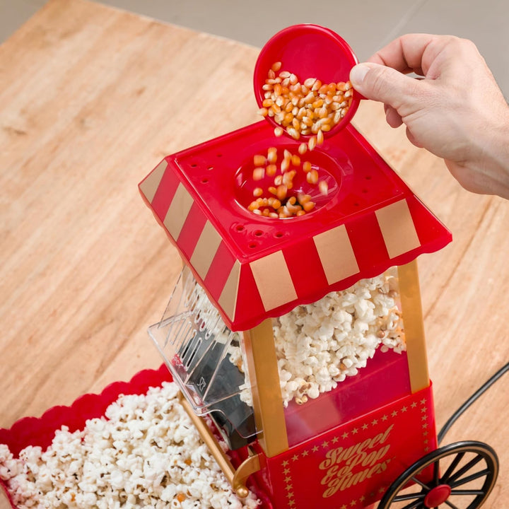 Popcornmaschine mit Heissluft + Dosierer und Behälter – ohne Fett und ohne Öl – Popcorn-Maschine Hau