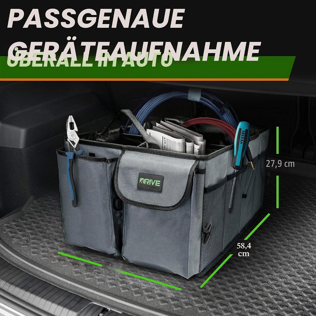 Drive Auto Products Kofferraum Organizer - Praktische Kofferraumtasche mit Fächern - Einkaufskorb, A