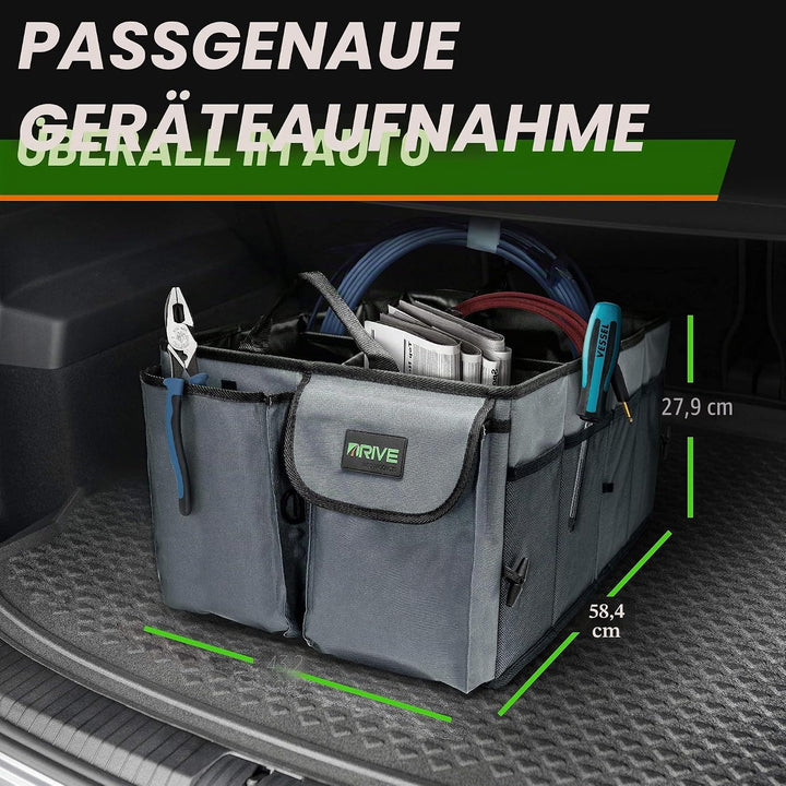 Drive Auto Products Kofferraum Organizer - Praktische Kofferraumtasche mit Fächern - Einkaufskorb, A