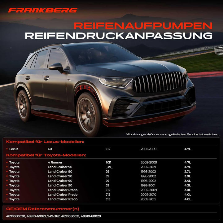 Frankberg Abdeckung Kompressor Luftkompressor Kompatibel mit GX J12 4 Runner N21 Land Cruiser 90 J9