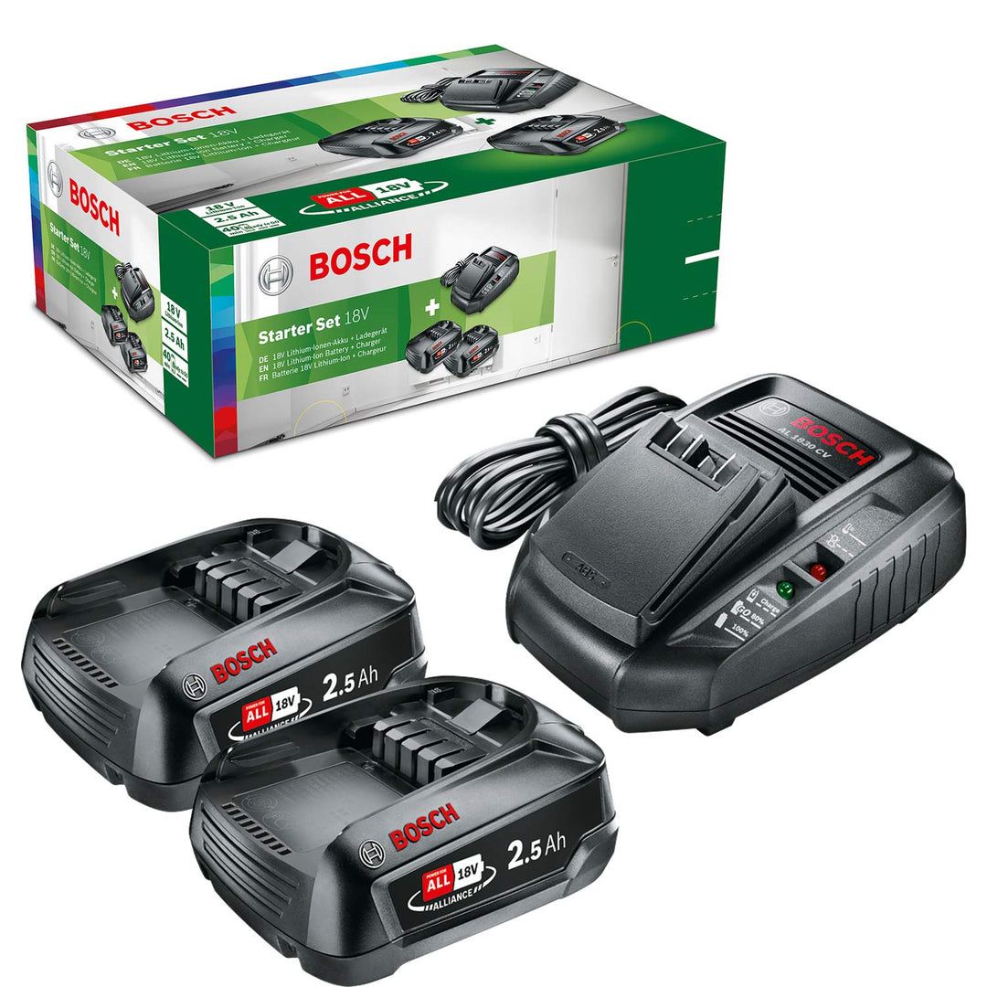 Bosch Home and Garden Starter Set 18 V 2.5 Ah Starter Set | 2 Akkus 18V, 2.5 Ah Starter Set | 2 Akku
