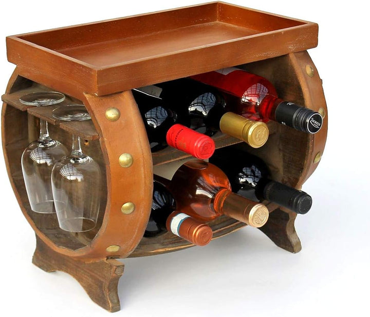 DanDiBo Weinregal Holz Weinfass Braun 33 cm 9064 Bar Flaschenregal Flaschenständer Klein Fass Holzfa