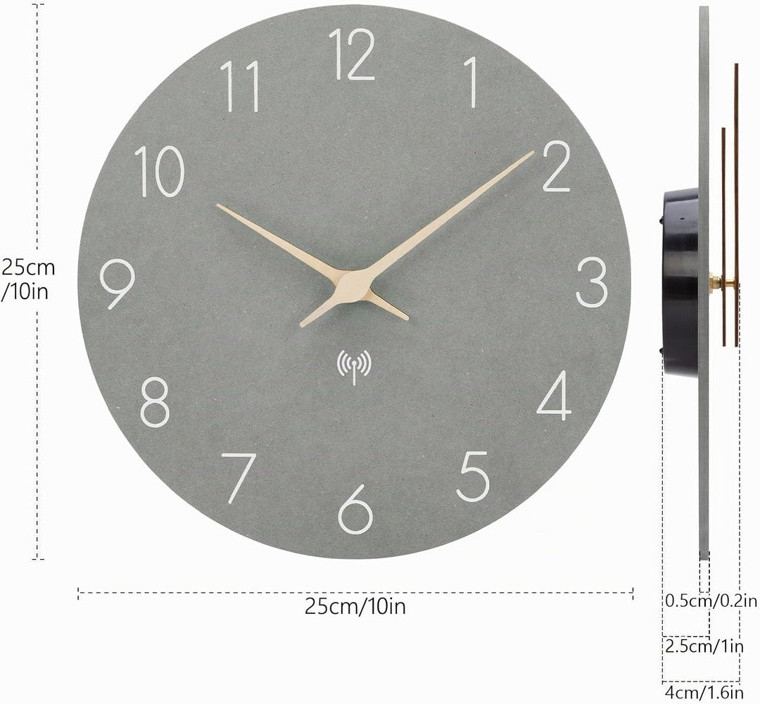 Wanduhr Funk MDF Holz Wanduhr Ohne Tickgeräusche Lautlos 25cm Quarz Batterie Gross Einfach zu Lesen