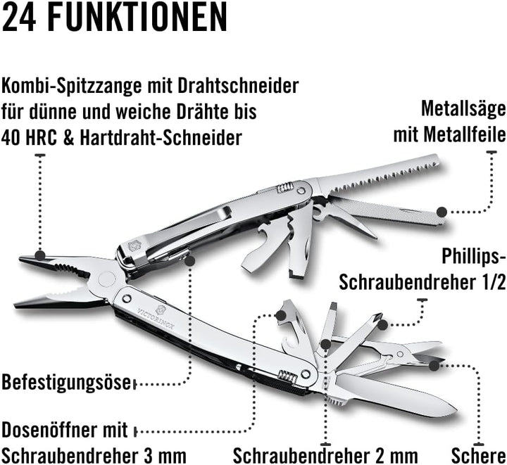 Victorinox Schweizer Taschenmesser Swiss Tool Spirit MX Clip, 24 Funktionen, Multitool Inkl. Zange,