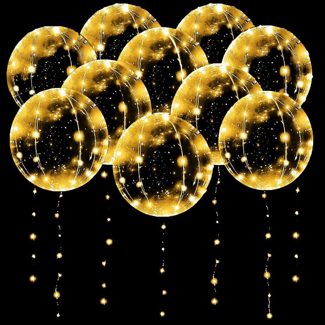 10 Pack Leuchtende Luftballons, Bobo Helium Ballons LED Ballons, Klare Luftballon mit Lichterketten