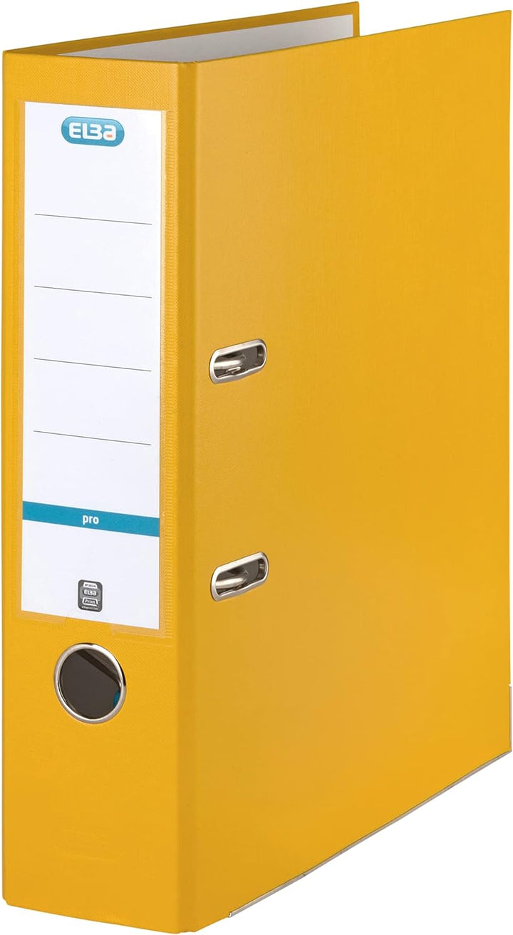 Elba Ordner A4, smart Pro, 8 cm breit, Kunststoff aussen, gelb, 10 Stück gelb A4, breit, gelb A4, br