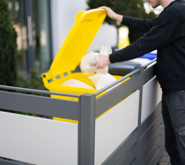 WESTMANN 5er Mülltonnenverkleidung Planum | Metall 400x90x120 cm Grau/Hellgrau | Mülltonnen Sichtsch