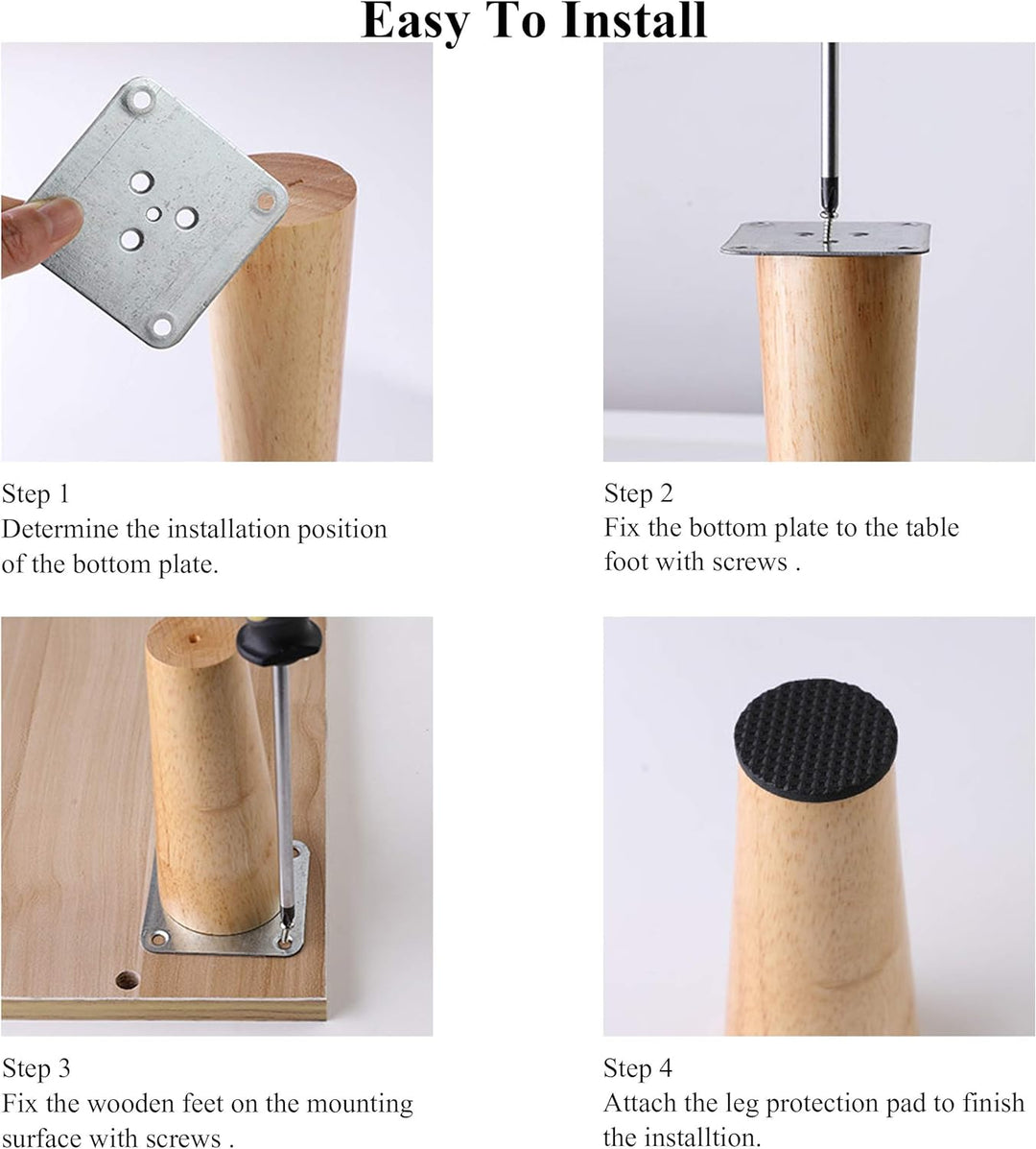 Drenky 4 Stück 25cm Möbelfüsse Holz Rund Möbelfüsse Holz Schräg Dunkel Tischbeine Holz Schrankbeine