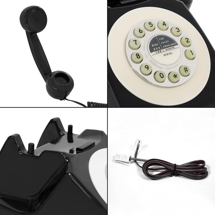 Benross 44520 Classic Retro Vintage Style Home Telefon – Schwarz, Schwarz