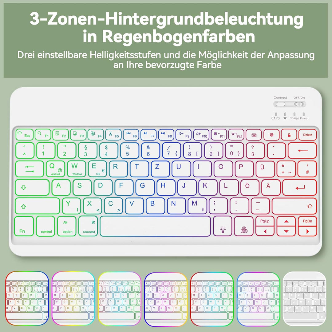 Bettdow für Samsung Galaxy Tab S10+/S10 Plus Tastatur Hülle, QWERTZ Layout Abnehmbarer Beleuchtete T