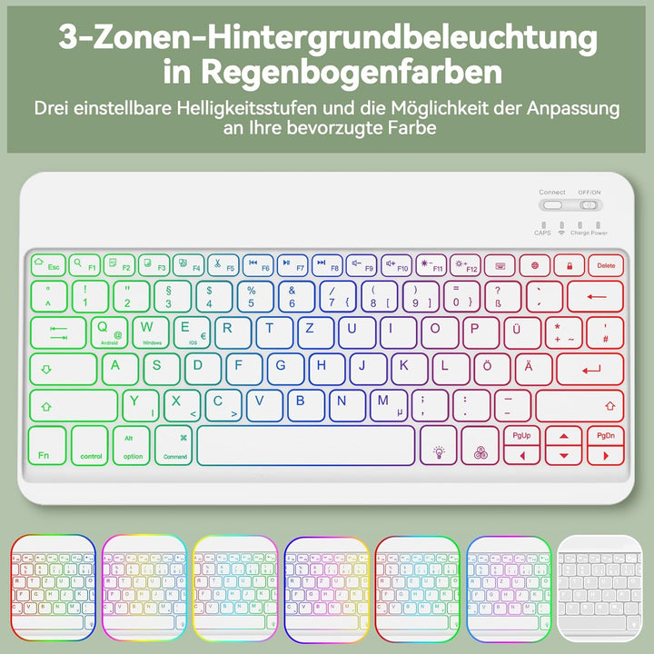 Bettdow für Samsung Galaxy Tab S10+/S10 Plus Tastatur Hülle, QWERTZ Layout Abnehmbarer Beleuchtete T
